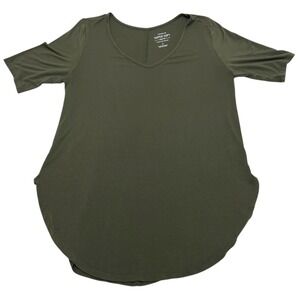 Torrid Super Soft Knits Blouse Womens Size 1 Olive Green‎ V-Neck Tunic Top Boho